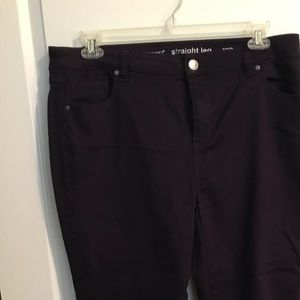 Purple straight leg butter denim jeans